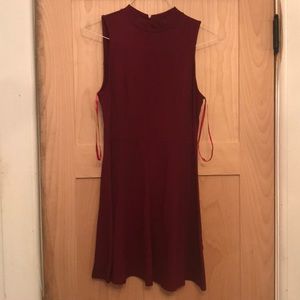 Burgundy High Neck Fit and Flare